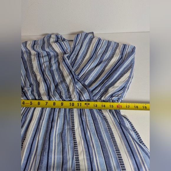 New BCX juniors striped Short romper XL Blue White Rayon Sleeveless Summer - Picture 12 of 16